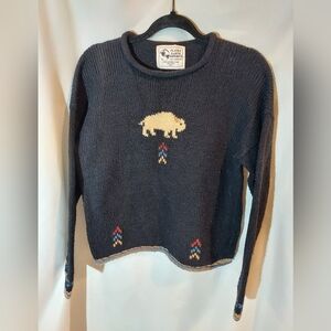 Planet Earth Imports 100% Cotton Black Sweater with Buffalo Design